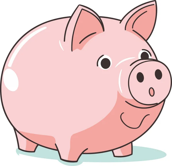Kreskówkowy Różowy Świnka Bank Symbol Finansowy Ilustracja Wektora — Wektor stockowy