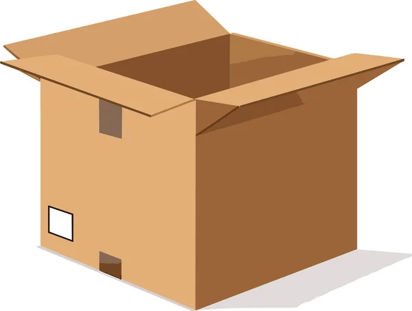 Empty Cardboard Box Opened Isolated White Background Vector Illustration — Stock Vector