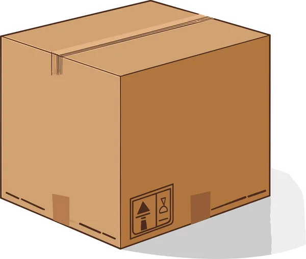 Caja Cartón Aislada Sobre Fondo Blanco Ilustración Vectorial — Vector de stock