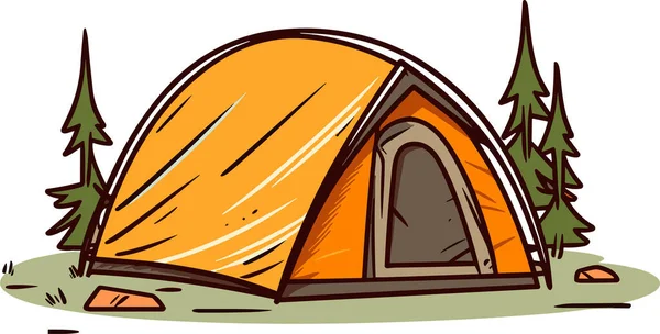 Tenda Turística Dos Desenhos Animados Cartaz Acampamento Verão Ilustração Vetorial — Vetor de Stock