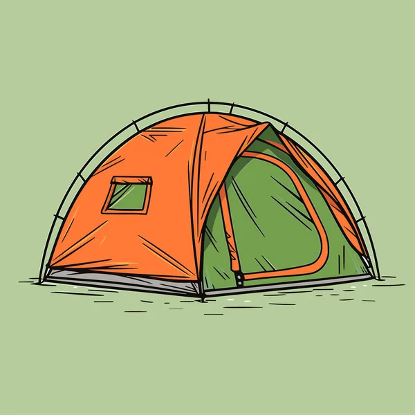 Tenda Turística Dos Desenhos Animados Cartaz Acampamento Verão Ilustração Vetorial —  Vetores de Stock