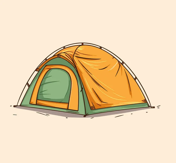 漫画観光テント サマーキャンプポスター ベクターイラスト キャンプ イベント ポスターおよび他のために適した — ストックベクタ