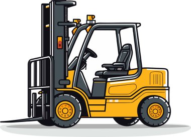 Forklift kamyonu beyaz arkaplan vektör illüstrasyonunda izole edildi