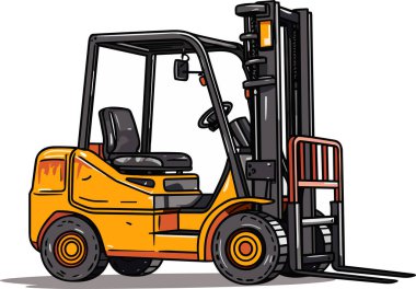 Forklift kamyonu beyaz arkaplan vektör illüstrasyonunda izole edildi