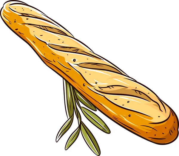 新鮮なフランスのバゲット ロング リーフ ブレッド 朝食のためのパン屋 ベクターイラスト — ストックベクタ