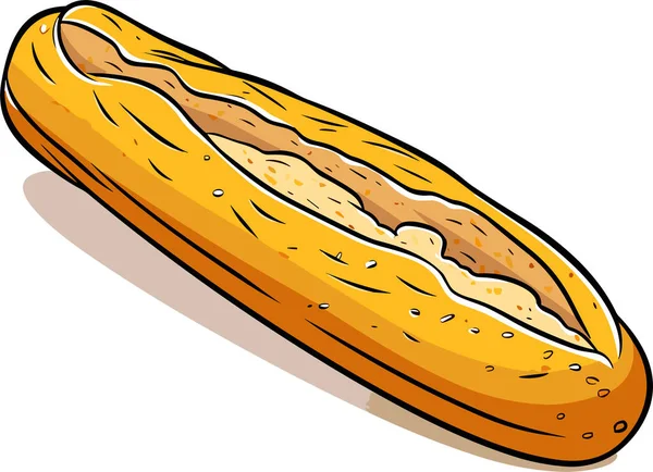 Свежий Французский Багет Хлеб Буханкой Пекарня Завтрак Векторная Иллюстрация — стоковый вектор