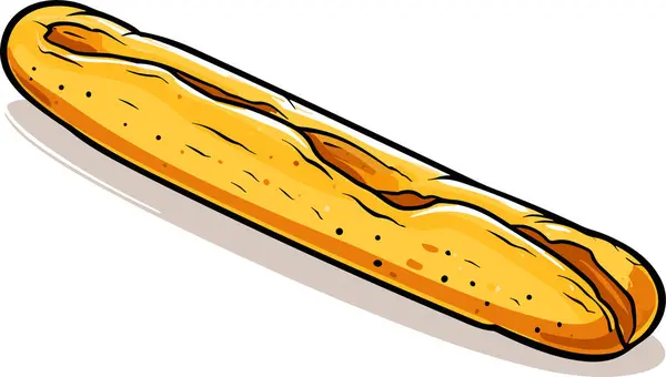 Świeża Francuska Bagietka Długi Chleb Chlebowy Piekarnia Śniadanie Ilustracja Wektora — Wektor stockowy