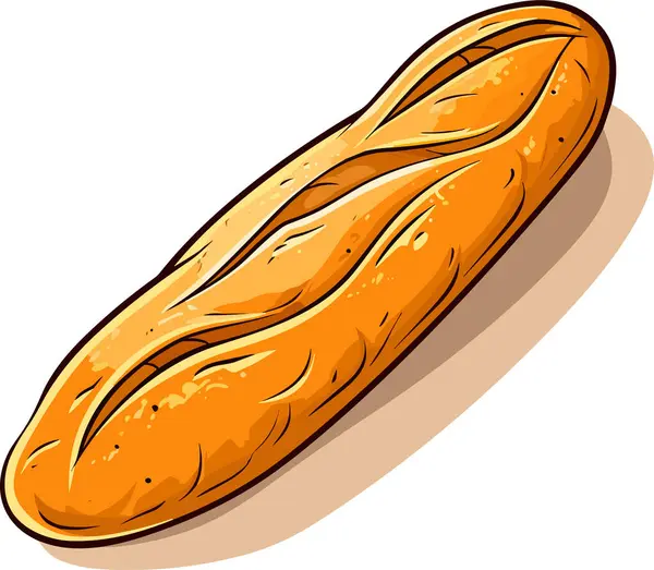 Świeża Francuska Bagietka Długi Chleb Chlebowy Piekarnia Śniadanie Ilustracja Wektora — Wektor stockowy
