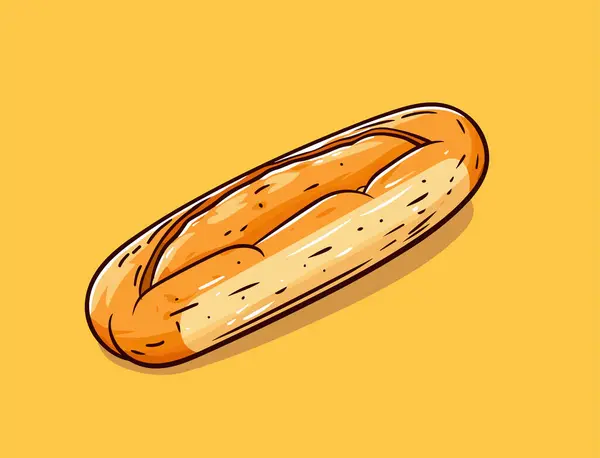 Baguette Francesa Fresca Pan Pan Largo Panadería Para Desayuno Ilustración — Vector de stock
