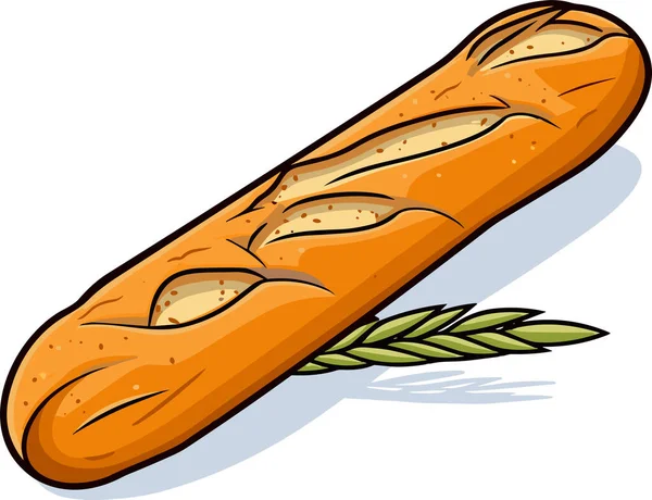Fresh French Baguette Long Loaf Bread Bakery Breakfast Vector Illustration — Stock Vector