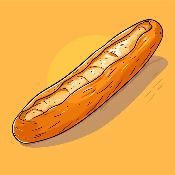 新鮮なフランスのバゲット ロング リーフ ブレッド 朝食のためのパン屋 ベクターイラスト — ストックベクタ