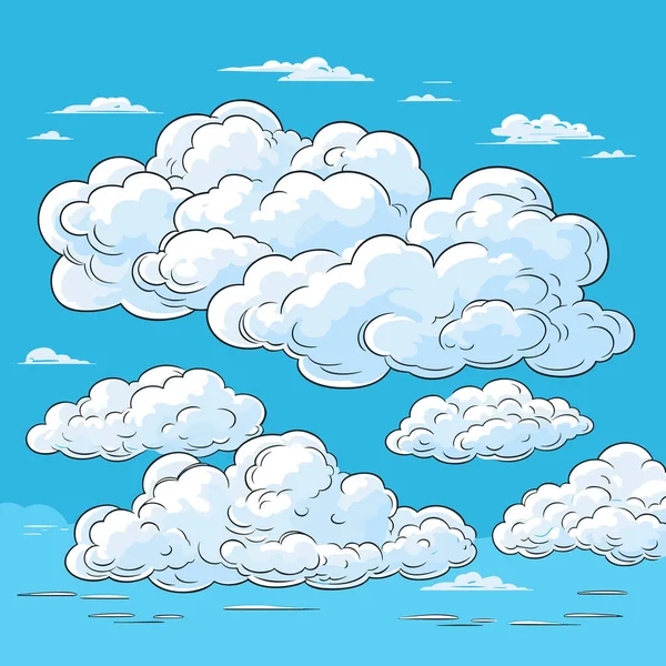 Nubes Cielo Azul Dibujos Animados Diseño Fondo Ilustración Vectorial — Archivo Imágenes Vectoriales