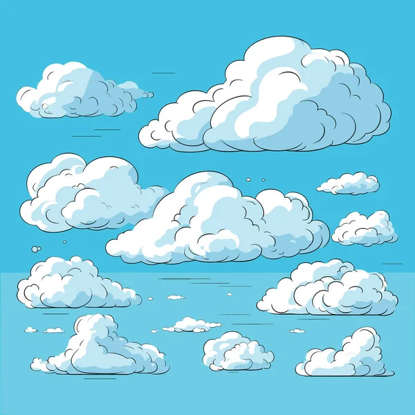 Мультфильм Голубое Небо Облака Дизайн Фона Векторная Иллюстрация — стоковый вектор