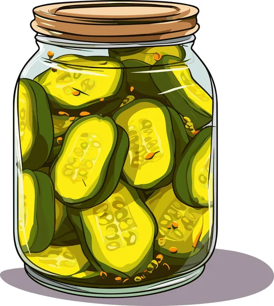Einmachgläser Mit Gemüse Dose Mit Eingelegten Gurken Cartoon Konserven Glas — Stockvektor