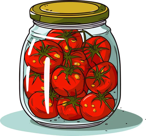 Pot Conserves Légumes Une Boîte Poivre Mariné Caricature Conserve Nourriture — Image vectorielle