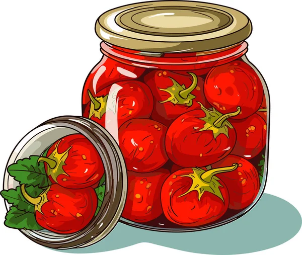 Τηγανητά Λαχανικά Πιπέρι Τουρσί Καρτούν Κονσερβοποιημένα Τρόφιμα Γυαλί Δοχείο Συντήρησης — Διανυσματικό Αρχείο