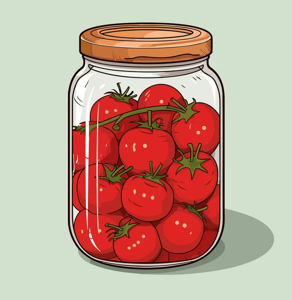 Tarro Conservado Verduras Lata Tomates Escabeche Comida Enlatada Dibujos Animados — Archivo Imágenes Vectoriales