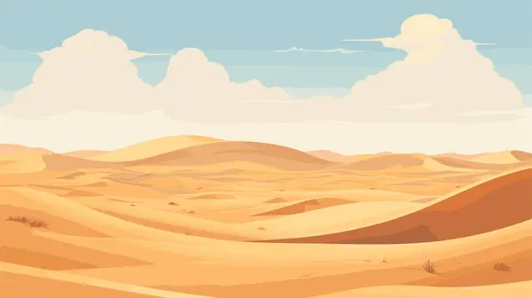 Paysage Sablonneux Désertique Journée Ensoleillée Desert Dunes Fond Vectoriel — Image vectorielle