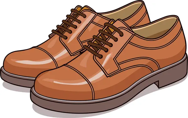 Zapatos Cuero Brillante Para Hombres Marrones Vector Ilustración Dibujada Mano — Vector de stock