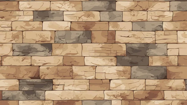 Old Stone Brick Cartoon Wall Vector Illustration Hintergrund Textur Muster — Stockvektor