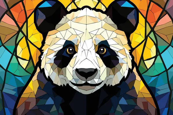 斑驳背景下的彩色玻璃风格中国大熊猫面部矢量图解 — 图库矢量图片