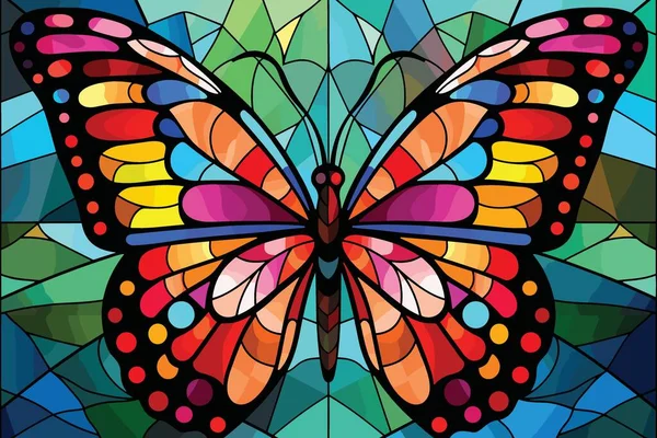 Ilustración Vectorial Mariposa Brillante Abigarrada Estilo Vitral — Archivo Imágenes Vectoriales