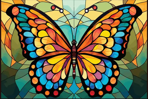 Světlé Motýlí Motýlí Vektorové Ilustrace Stylu Barevného Skla — Stockový vektor
