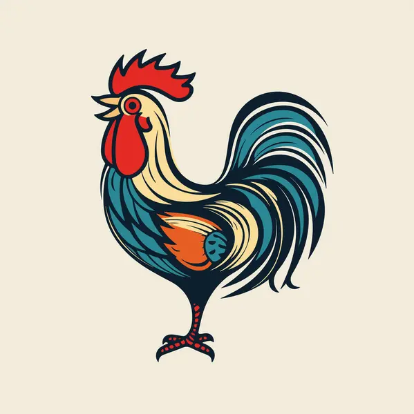 stock vector A colored Rooster. Vector illustration of the cock. A bright colorful rooster as icon logo template design