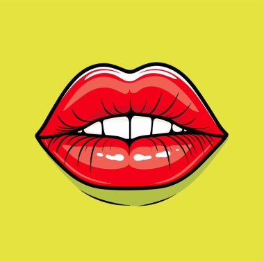 Kırmızı dudak öpme sanatı basit bir vektör klipsi. izole.