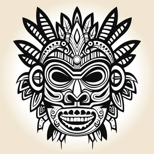 stock vector Aztec Face Mask Vector Illustration. Ancient Mexican Mayan Mask