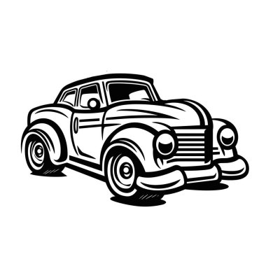 Vektör vintage lowrider otomatik, eski araba resimleme simgesi