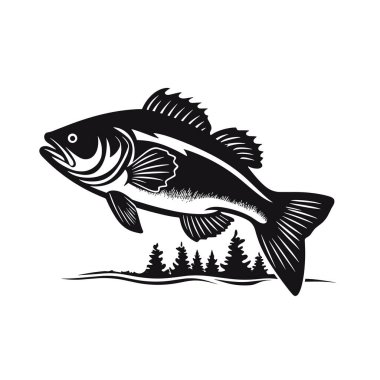 Balık avlama logosu şablonu. Balıkçılık kulübü veya dükkanın yaratıcı vektör sembolü