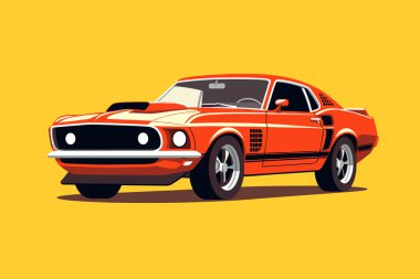 Amerikan 70 'lerin modifiye edilmiş kaslı arabası. Vektör