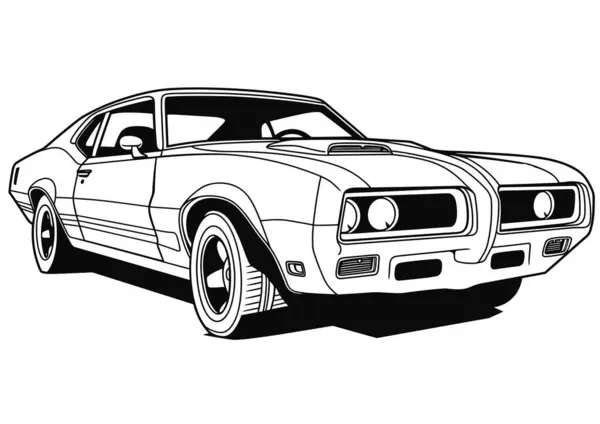 美国70年代定制的肌肉车 — 图库矢量图片