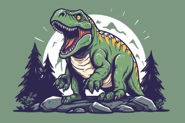 Roaring tyrannosaurus. Mesozoic era carnivorous dinosaur. Illustration Vector clipart