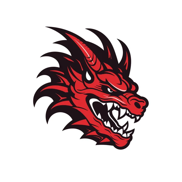 Monster Dragon Head Vector Illustration Tattoo Icon Logo Design Template — Stock Vector