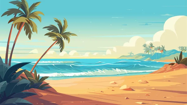 Tropisk Fantasi Strand Sommar Bakgrund Vektor Illustration Royaltyfria Stockvektorer