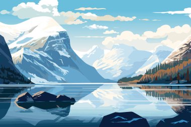 Panorama fjord landscape in Norway. Vector illustration clipart