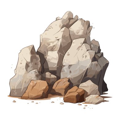 Rock stones cartoon set. Multicolored stones and rocks, boulders. Vector illustration clipart