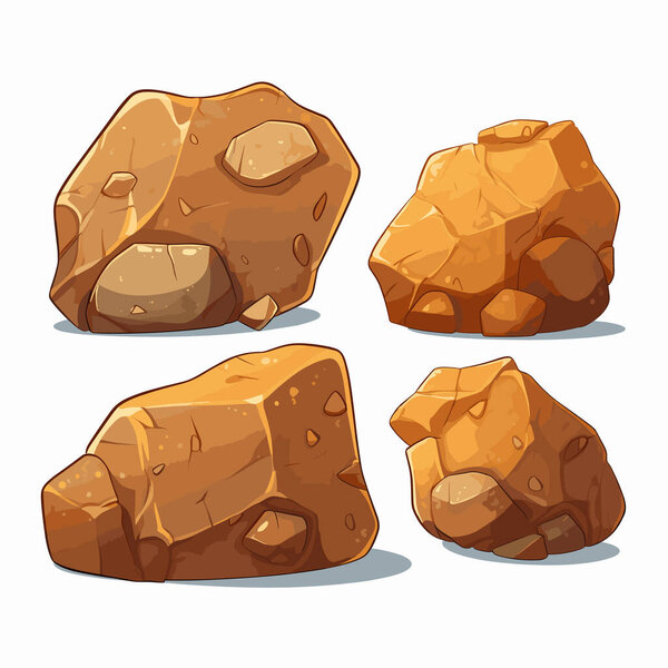 Rock stones cartoon set. Multicolored stones and rocks, boulders. Vector illustration