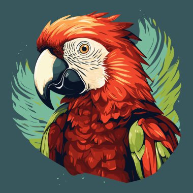 Egzotik papağan. Tropik kuş papağanı illüstrasyon vektörü