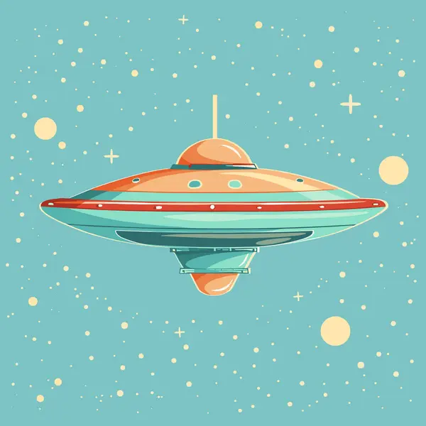 stock vector UFO Flying Spaceship in Sky Cartoon icon template vector illustration