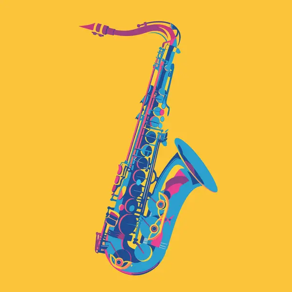 stock vector Retro style poster for jazz festival live music with a saxophone