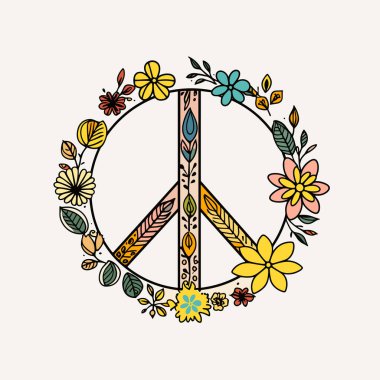 Peace symbol hand drawn vector illustration. Circle international peace icon for anti war or nuclear disarmament