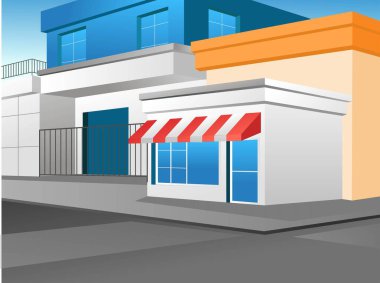 Isometric düz 3D konsept illüstrasyon modern sokak köşesi arka plan perspektifi