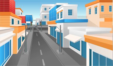 Isometric düz 3d konsept illüstrasyon modern şehir kavşak binası görünümü