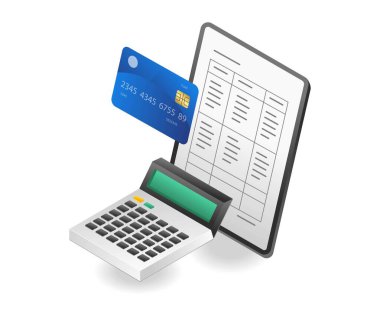 Aylık giderlerin hesaplanmasının Isometric düz 3d konsepti