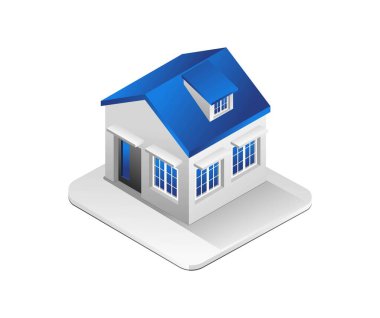 Düz 3d izometrik illüstrasyon konsepti minimalist ev tasarımı
