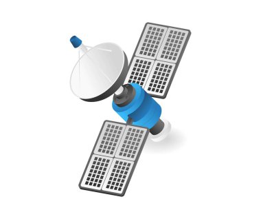 Uzay uydu anten vericisi konseptinin düz izometrik çizimi