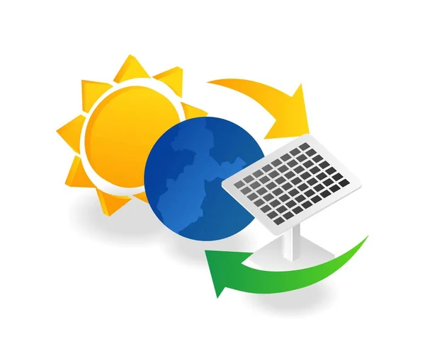 Concepto Ilustración Isométrica Plana Tecnología Paneles Solares — Vector de stock